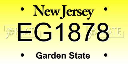 EG1878 New Jersey License Plate