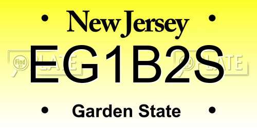 EG1B2S New Jersey License Plate