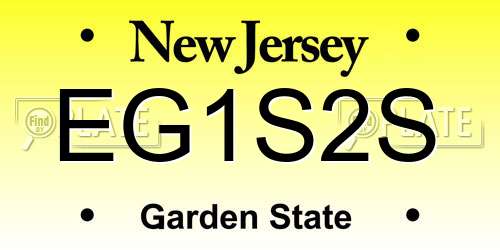 EG1S2S New Jersey License Plate