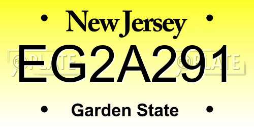 EG2A291 New Jersey License Plate