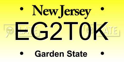EG2T0K New Jersey License Plate