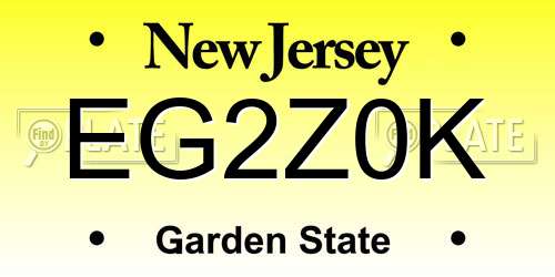 EG2Z0K New Jersey License Plate