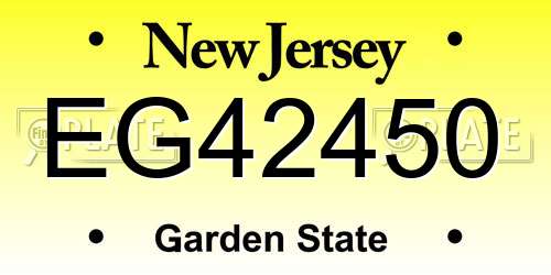 EG42450 New Jersey License Plate
