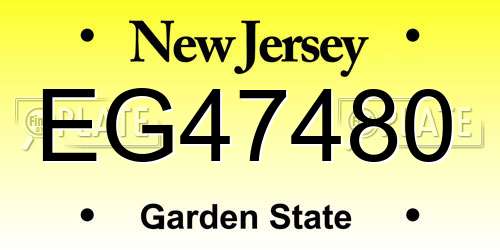 EG47480 New Jersey License Plate