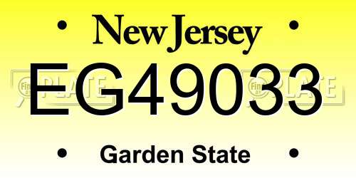 EG49033 New Jersey License Plate