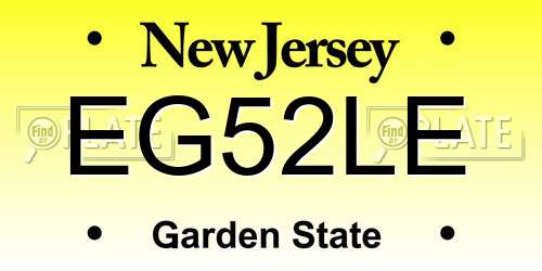 EG52LE New Jersey License Plate
