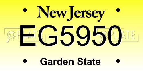 EG5950 New Jersey License Plate