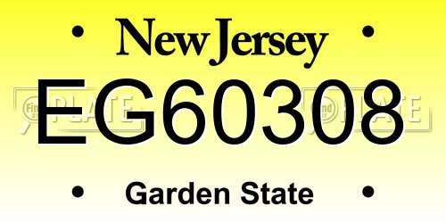 EG60308 New Jersey License Plate