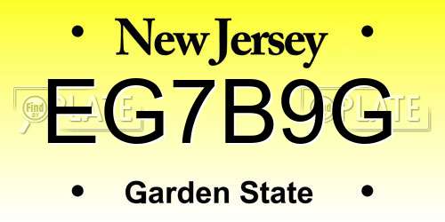 EG7B9G New Jersey License Plate
