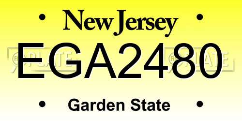 EGA2480 New Jersey License Plate