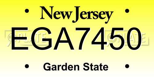 EGA7450 New Jersey License Plate