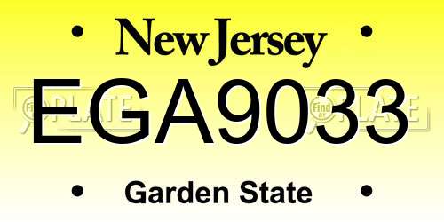 EGA9033 New Jersey License Plate