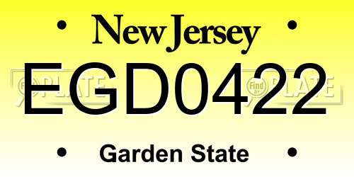EGD0422 New Jersey License Plate