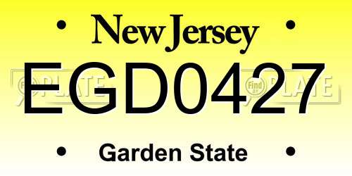 EGD0427 New Jersey License Plate