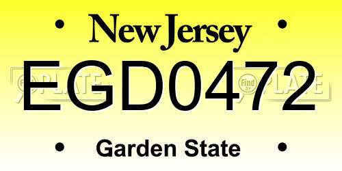 EGD0472 New Jersey License Plate