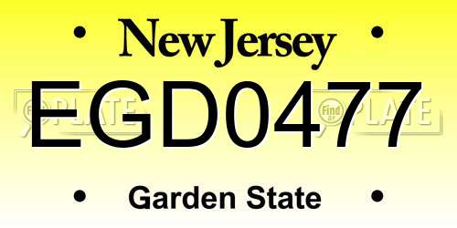 EGD0477 New Jersey License Plate