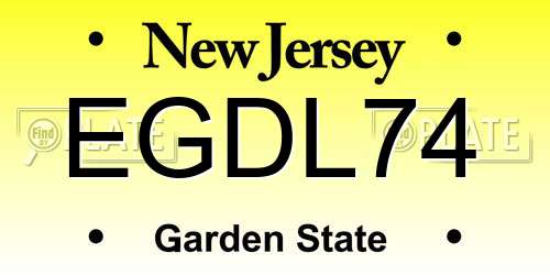 EGDL74 New Jersey License Plate