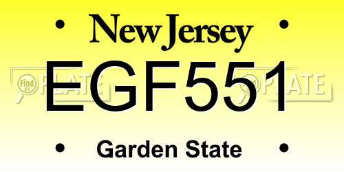 EGF551 New Jersey License Plate