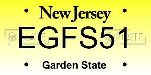 EGFS51 New Jersey License Plate