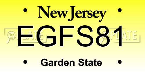 EGFS81 New Jersey License Plate