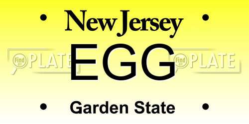 EGG New Jersey License Plate