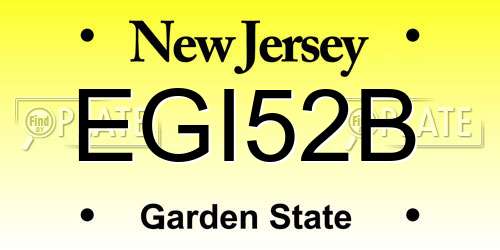 EGI52B New Jersey License Plate