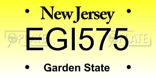 EGI575 New Jersey License Plate