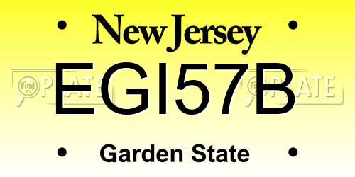 EGI57B New Jersey License Plate