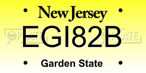 EGI82B New Jersey License Plate