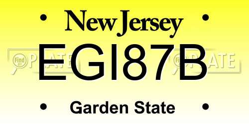 EGI87B New Jersey License Plate