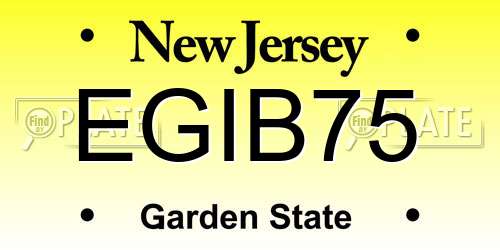 EGIB75 New Jersey License Plate
