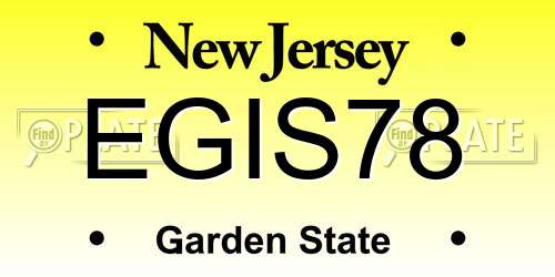 EGIS78 New Jersey License Plate