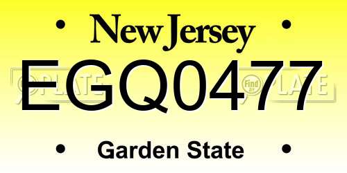 EGQ0477 New Jersey License Plate