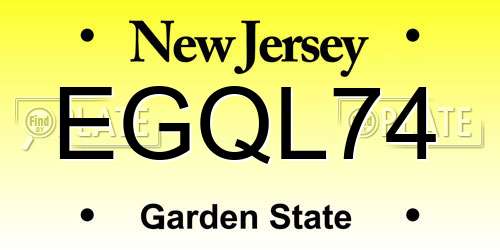 EGQL74 New Jersey License Plate