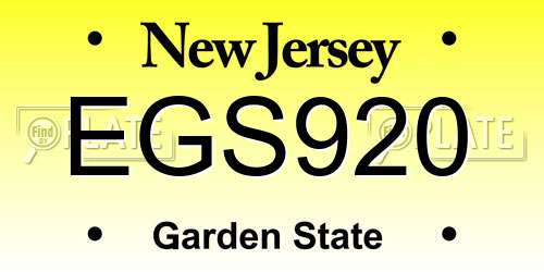 EGS920 New Jersey License Plate