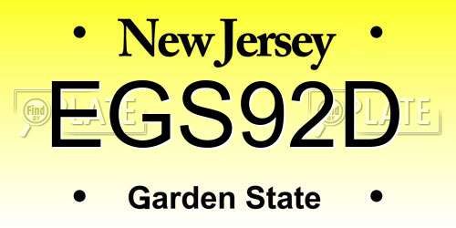 EGS92D New Jersey License Plate