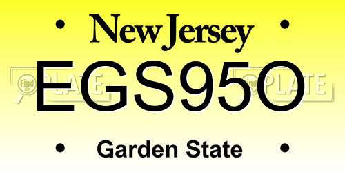 EGS95O New Jersey License Plate
