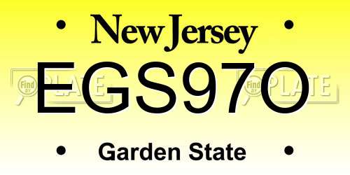 EGS97O New Jersey License Plate