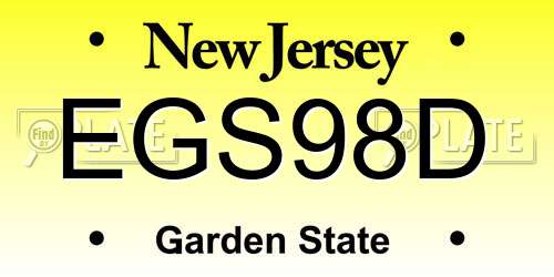 EGS98D New Jersey License Plate