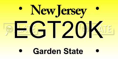 EGT20K New Jersey License Plate