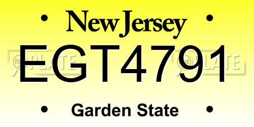 EGT4791 New Jersey License Plate