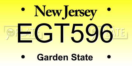 EGT596 New Jersey License Plate