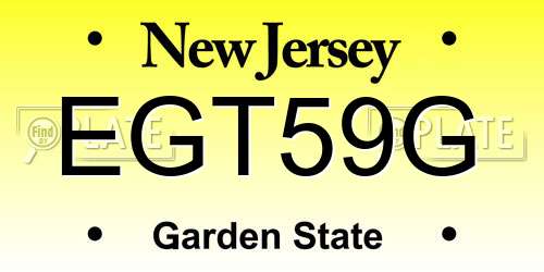 EGT59G New Jersey License Plate