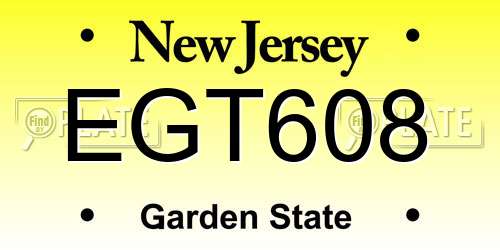 EGT608 New Jersey License Plate