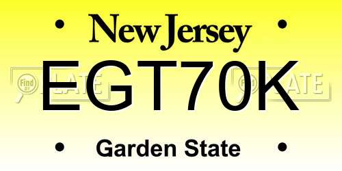 EGT70K New Jersey License Plate