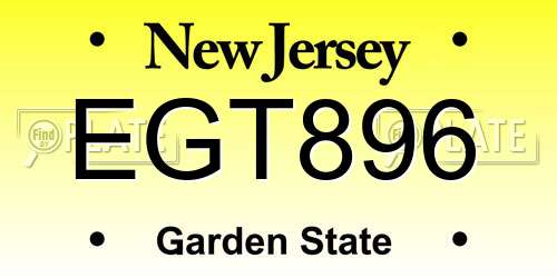 EGT896 New Jersey License Plate