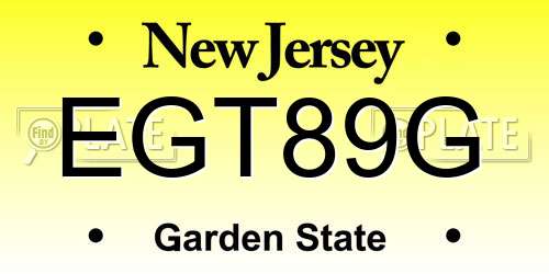 EGT89G New Jersey License Plate