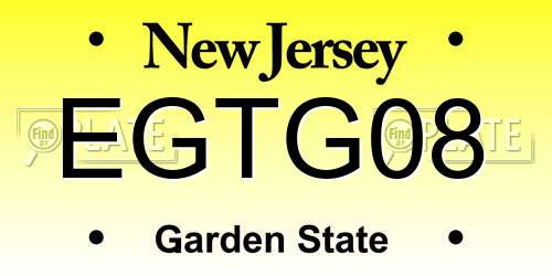 EGTG08 New Jersey License Plate