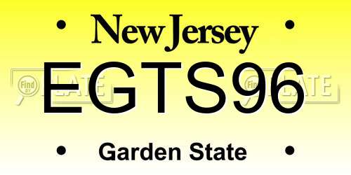 EGTS96 New Jersey License Plate
