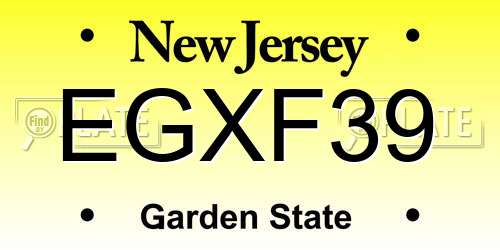 EGXF39 New Jersey License Plate